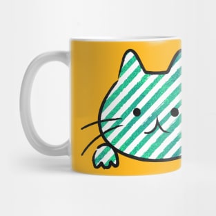 Cute Teal Striped Cat Mug